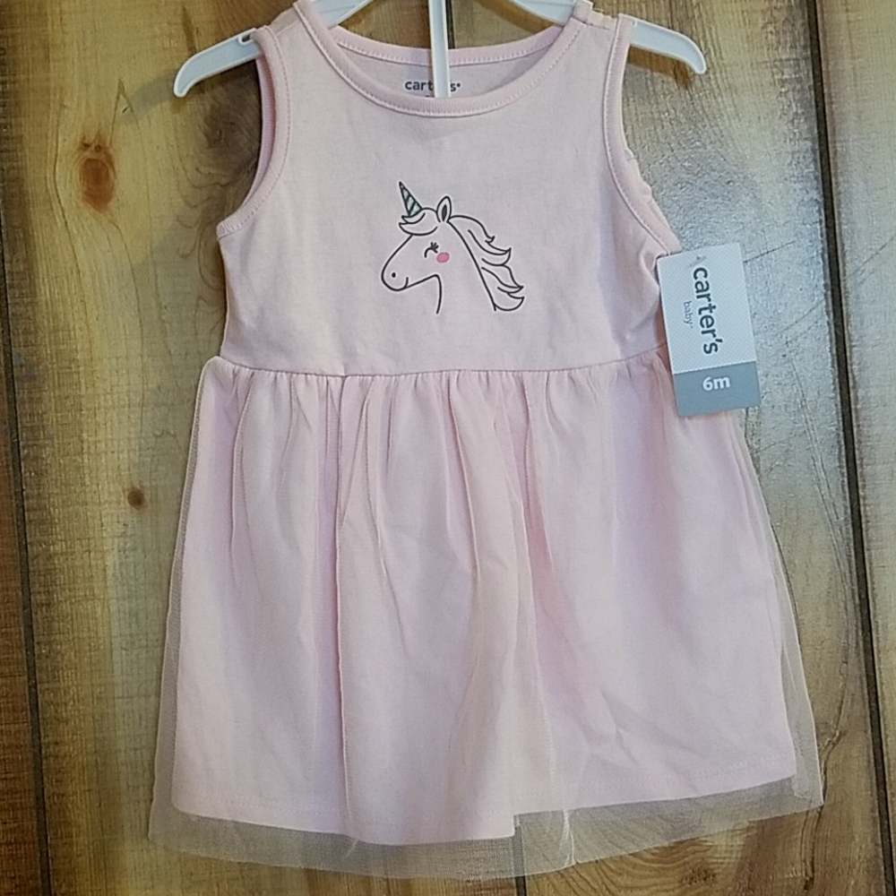 New Carters pink unicorn dress 6m